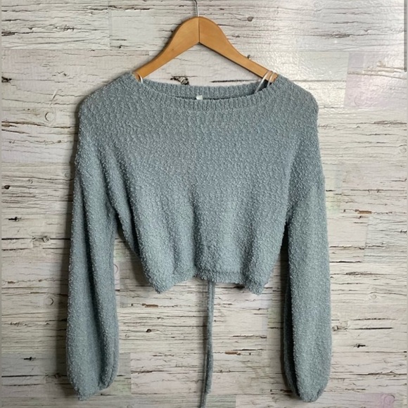 Dreamers S/M cropped boat neck long sleeve sweater - Picture 1 of 7